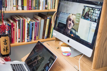 computer screen view of a student on a zoom call