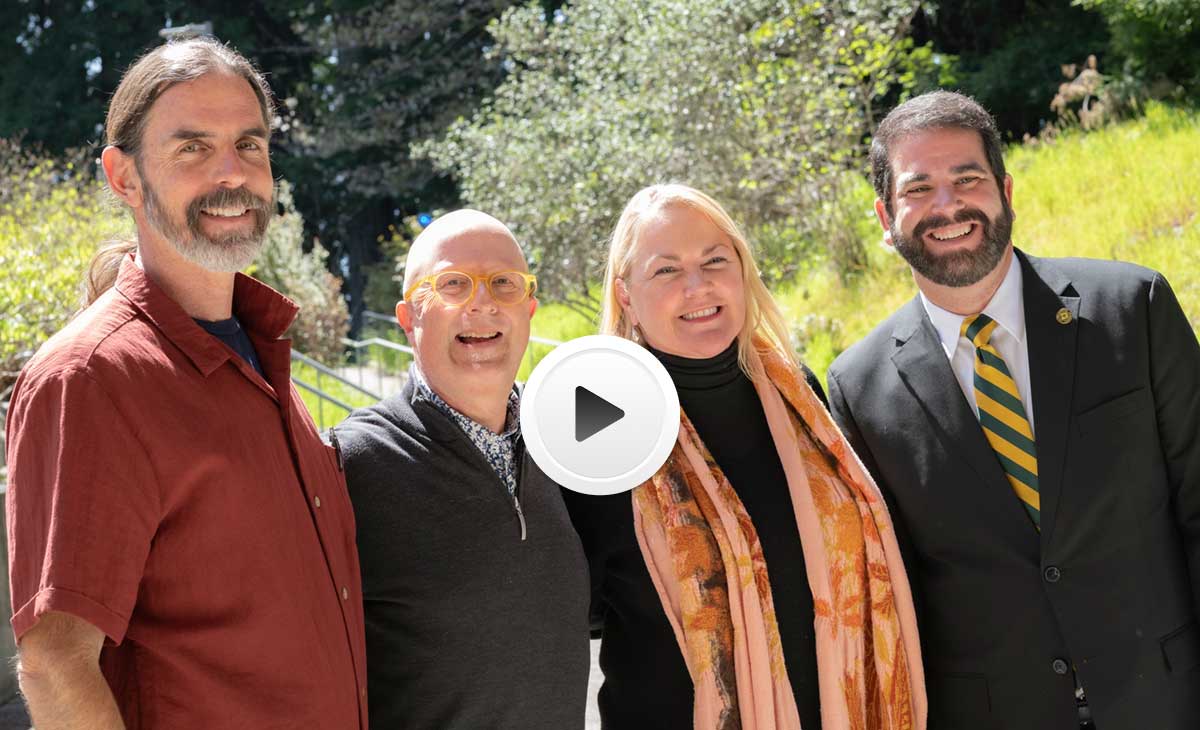 Cannabis Studies Lab Director Dan Mar, Sociology Chair Josh Meisel, President of the Campbell Foundation Samantha Campbell and Cal Poly Humboldt President Richard Carvajal